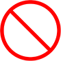 Medium red and white prohibited icon.