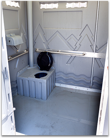 A look inside Trash Gurls portable restroom.