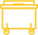 Tiny yellow and white dumpster icon.